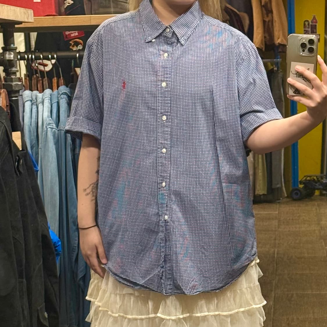 [HI] 폴로 랄프로렌 반팔셔츠 체크블루 상품이미지1