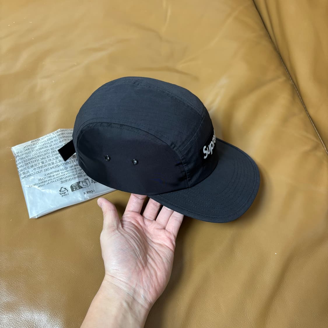 슈프림 캠프캡 모자 박스로고 왁스드 립스탑 블랙 상품이미지3