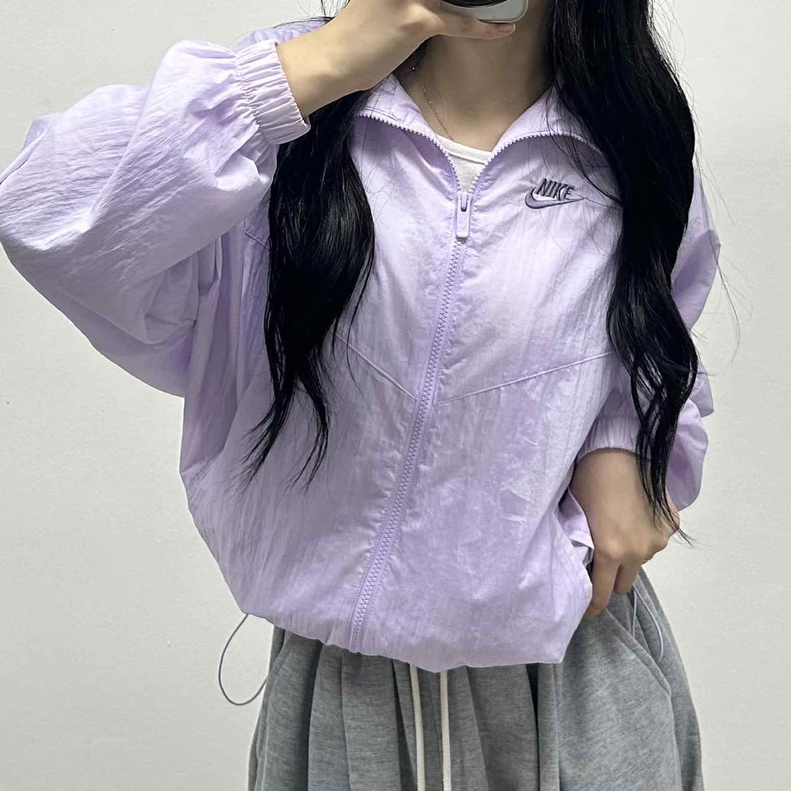 나이키 신형 에센셜 퍼플 걸즈 우븐 윈드브레이커 자켓 바람막이(S) 상품이미지1