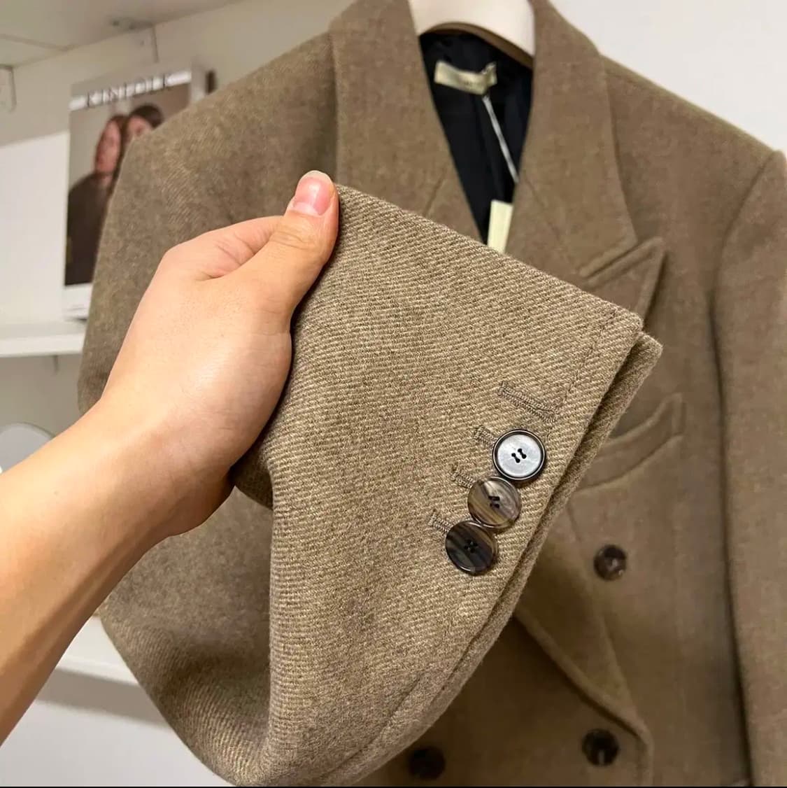 [L] 렉토 오버사이즈 더블 울 블레이저 자켓 베이지 상품이미지3