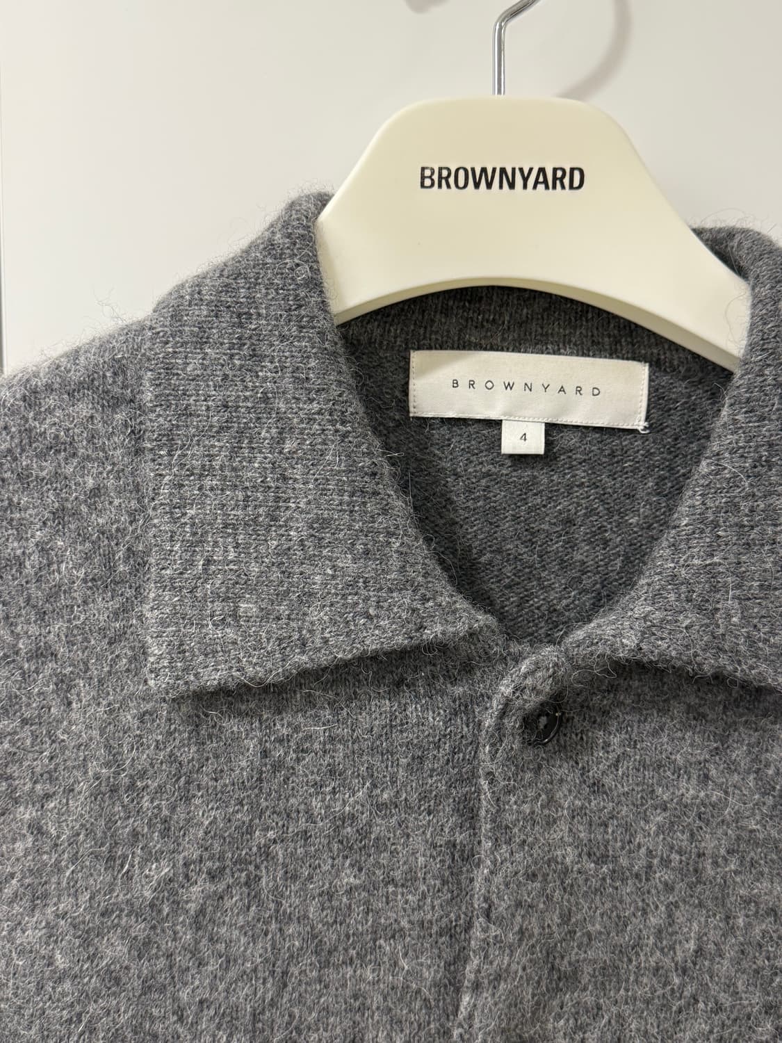 주말할인)브라운야드 알파카 카라 가디건 챠콜 상품이미지2