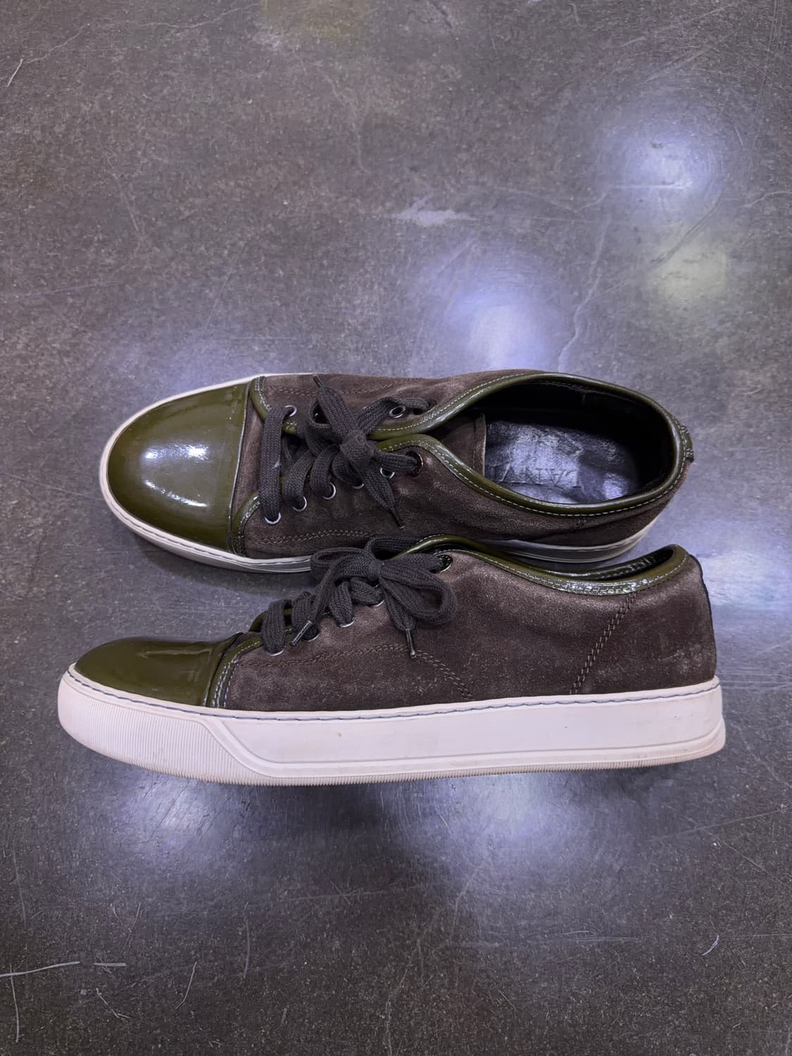 랑방 벨루어 스웨이드 레더 브라운 올리브 스니커즈 7 (260) 상품이미지5