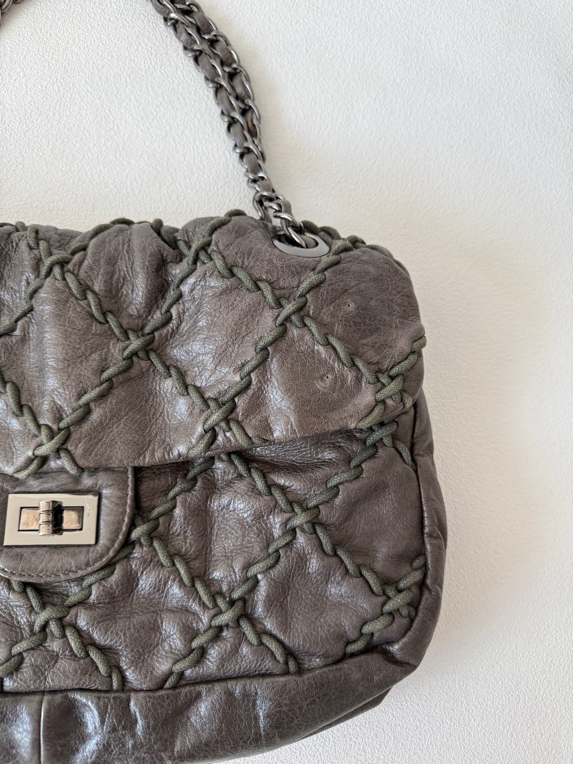Pre owned 레더 체인 숄더백 상품이미지3