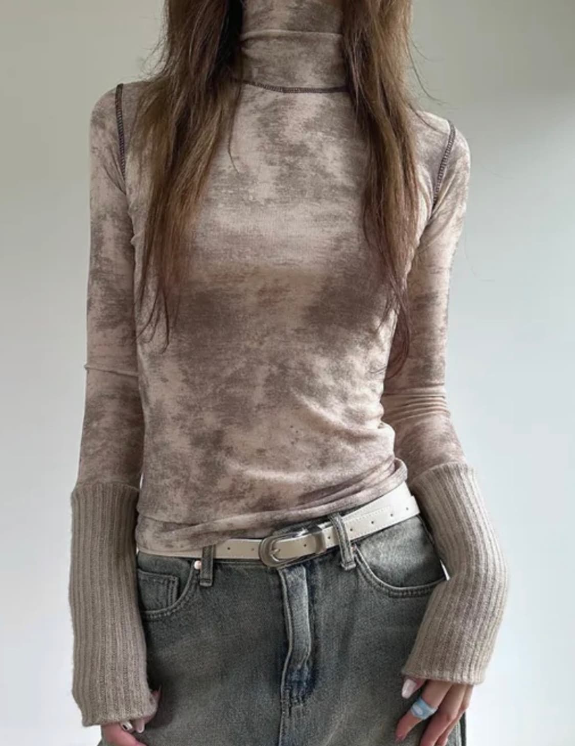 빈티지 시스루 패턴 목폴라 상품이미지3