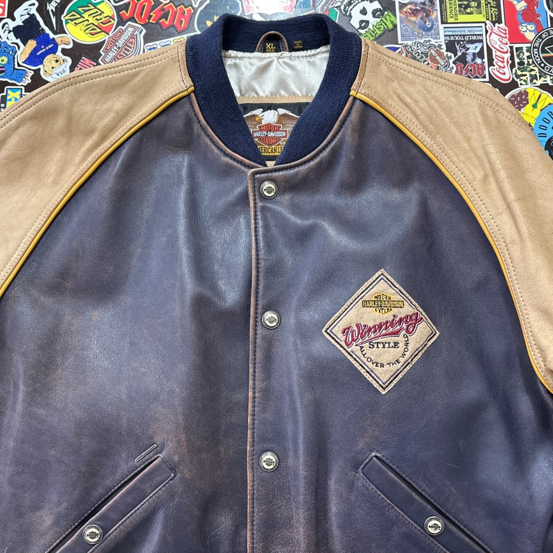 90s 할리데이비슨 레더 바시티 자켓 XL 상품이미지5