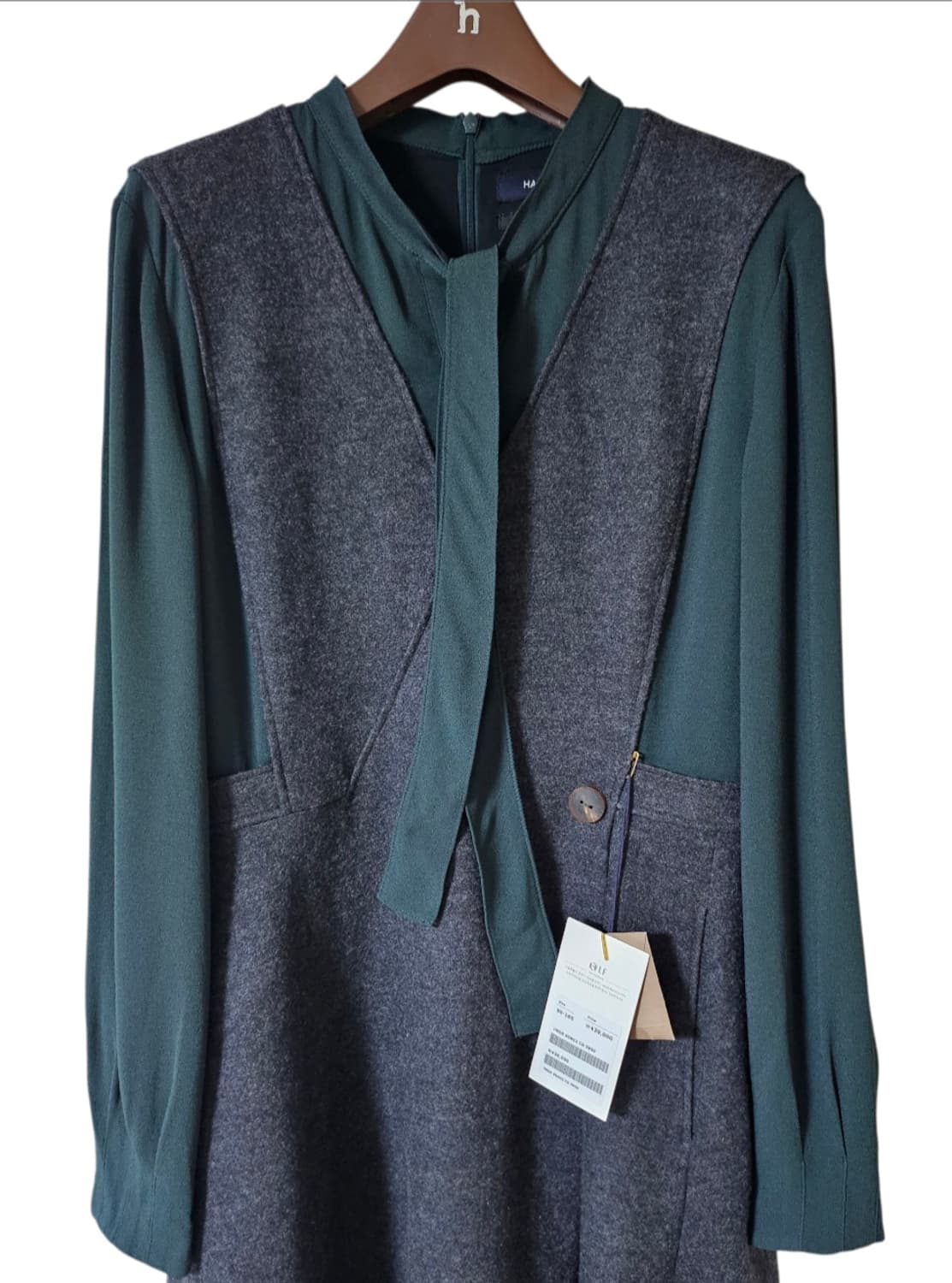 [미착용] 헤지스레이디스 배색 울 미디원피스 55 66 상품이미지7