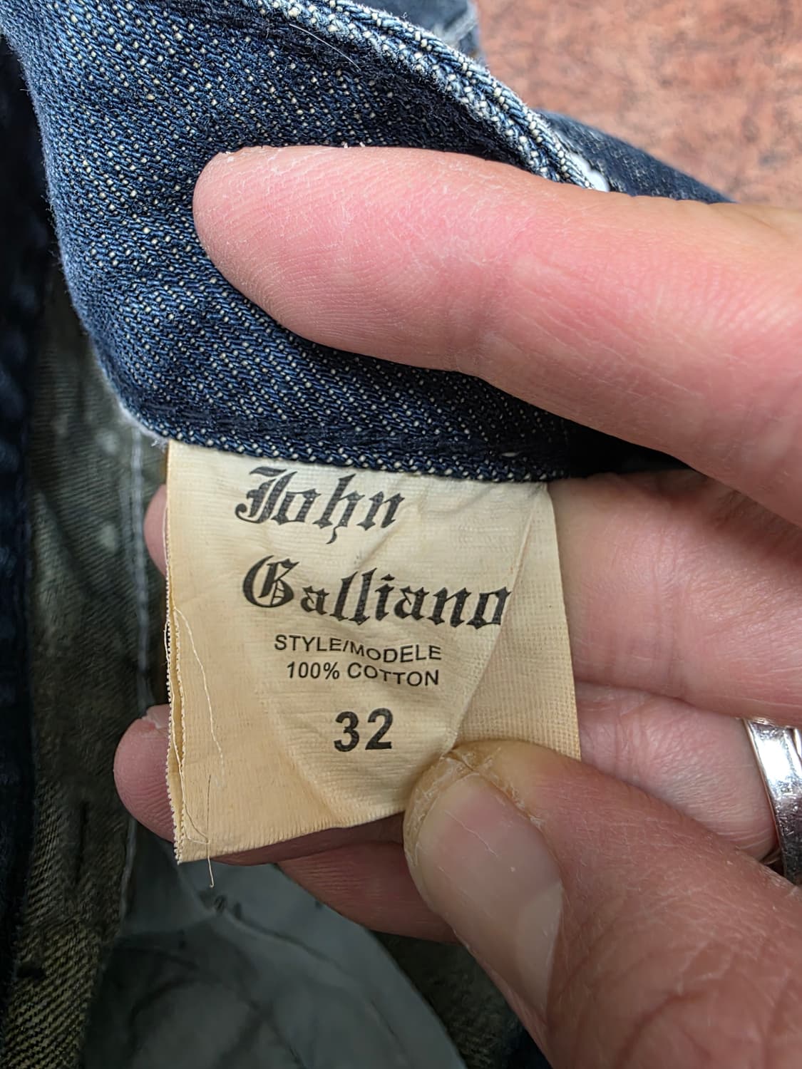 존 갈리아노 헤리티지 가죽 패치 워싱 데님 팬츠 32 상품이미지10