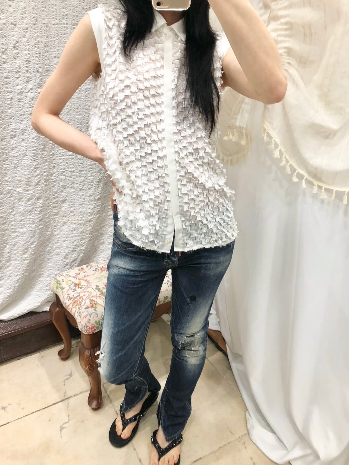 Snow Petal Sleeveless Shirt 상품이미지1