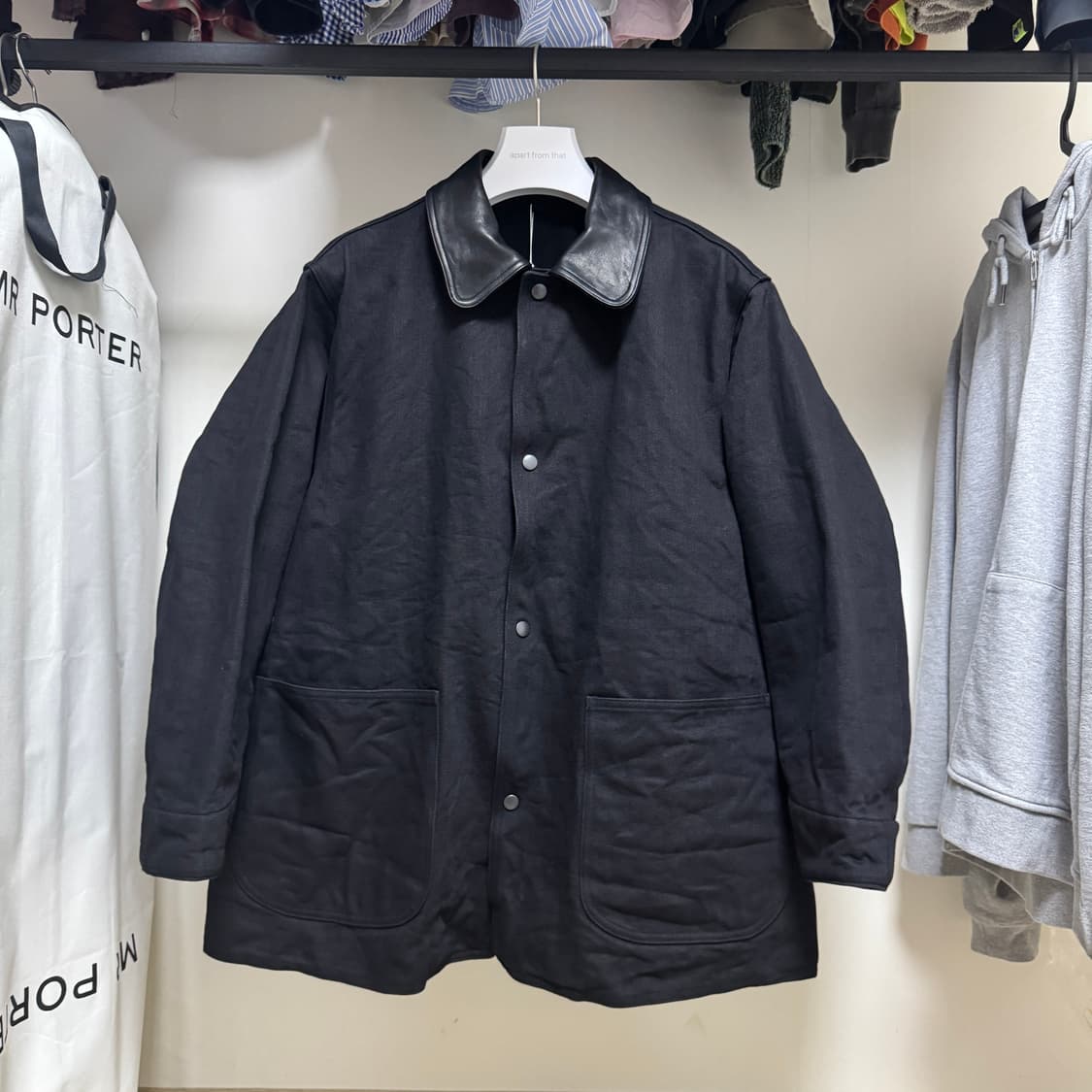 [1]25aw 코모리 레더 카라 데님 워크자켓 상품이미지1