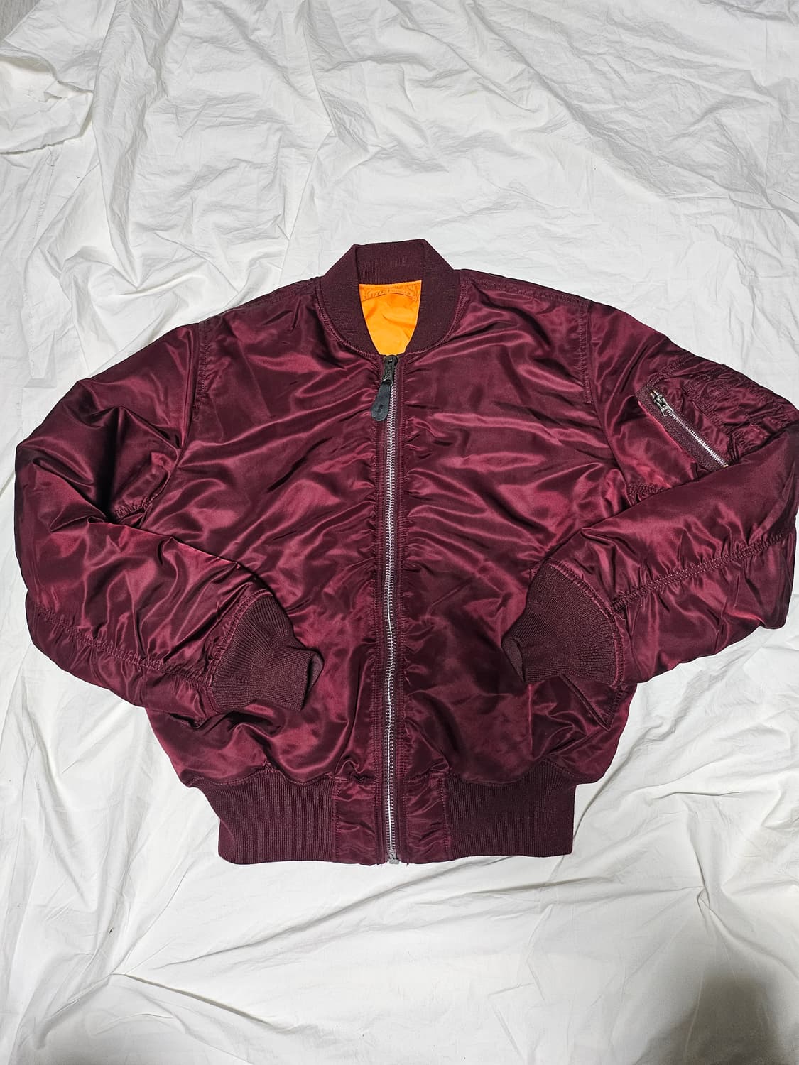 알파인더스트리 리버시블 MA-1 항공점퍼 봄버 자켓 다크체리 버건디 M 상품이미지1