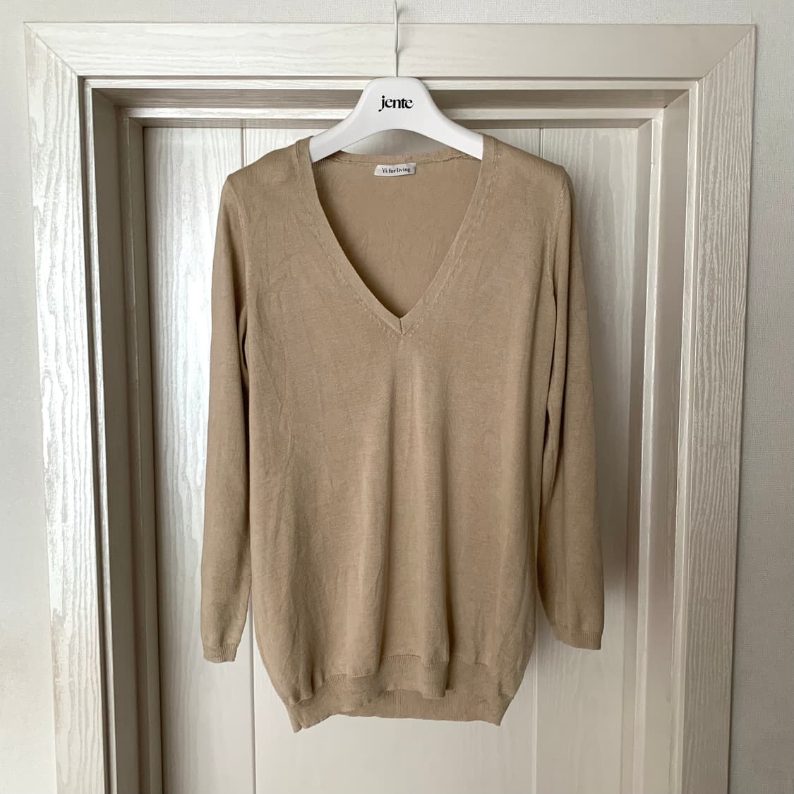 요지 야마모토 Y’s for living 브이넥 베이지 니트 상품이미지1