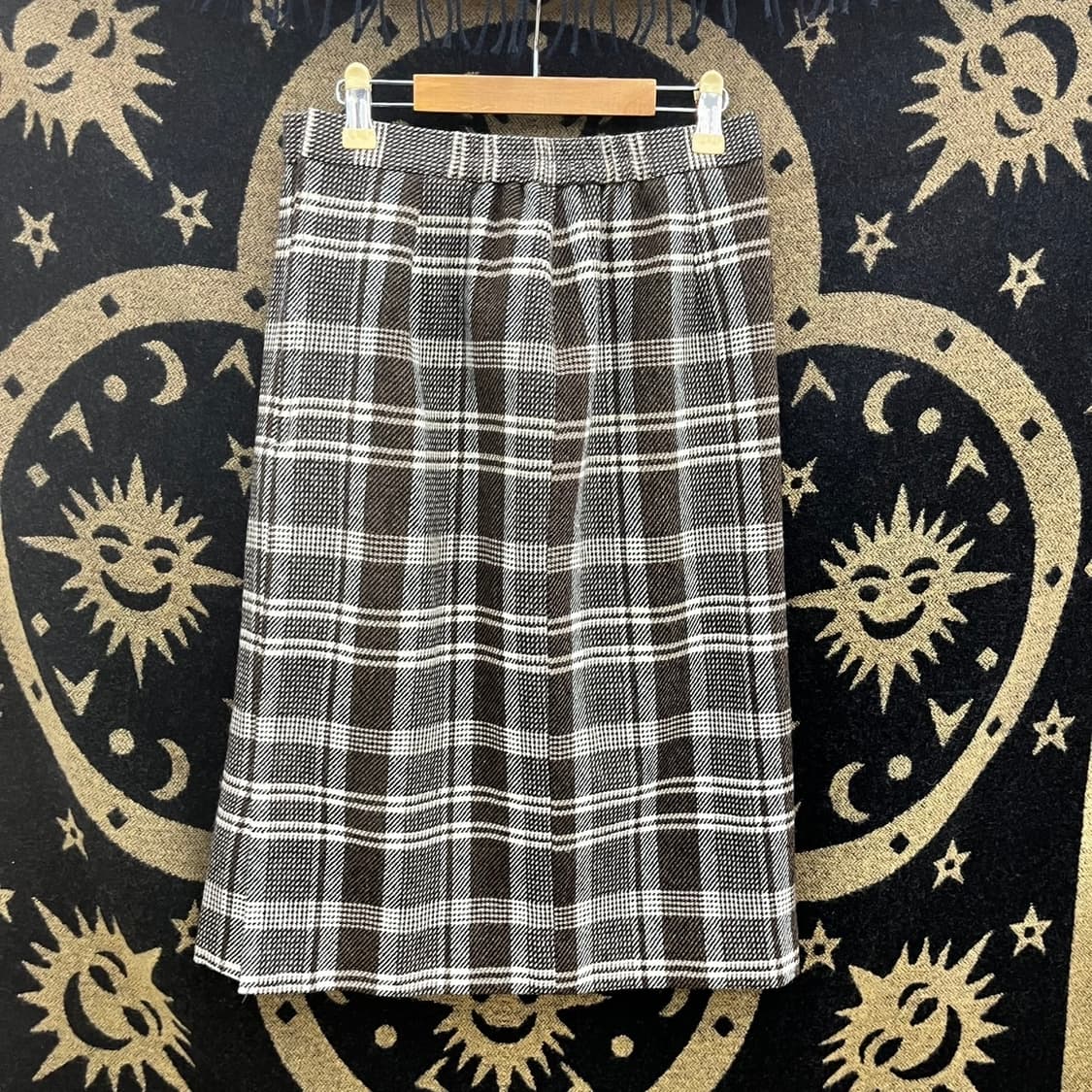 빈티지 모리걸 헤링본 체크 일자핏 미디스커트 K0147 상품이미지3