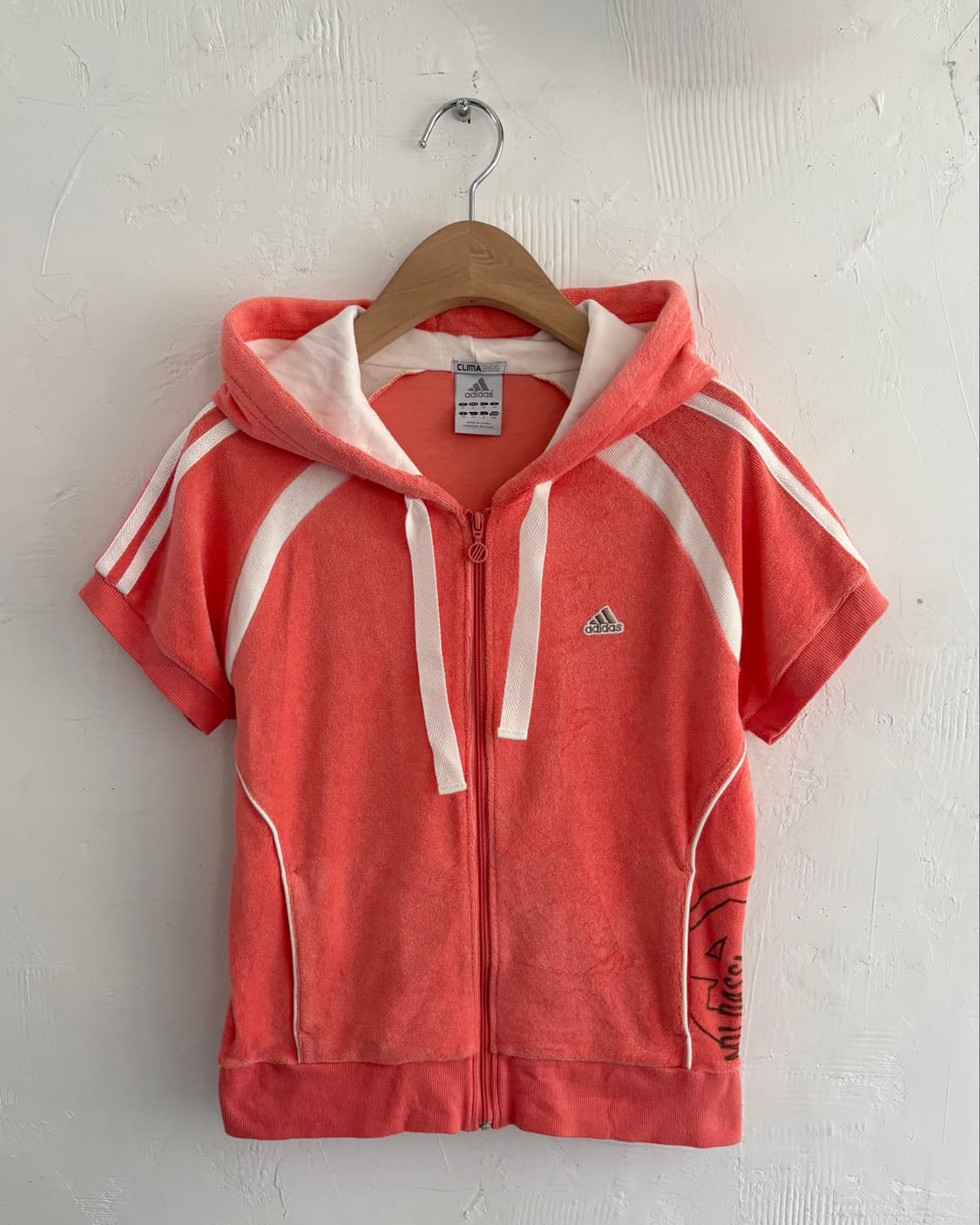 Adidas 아디다스 코랄컬러 타올코튼 하프 후드집업  상품이미지1