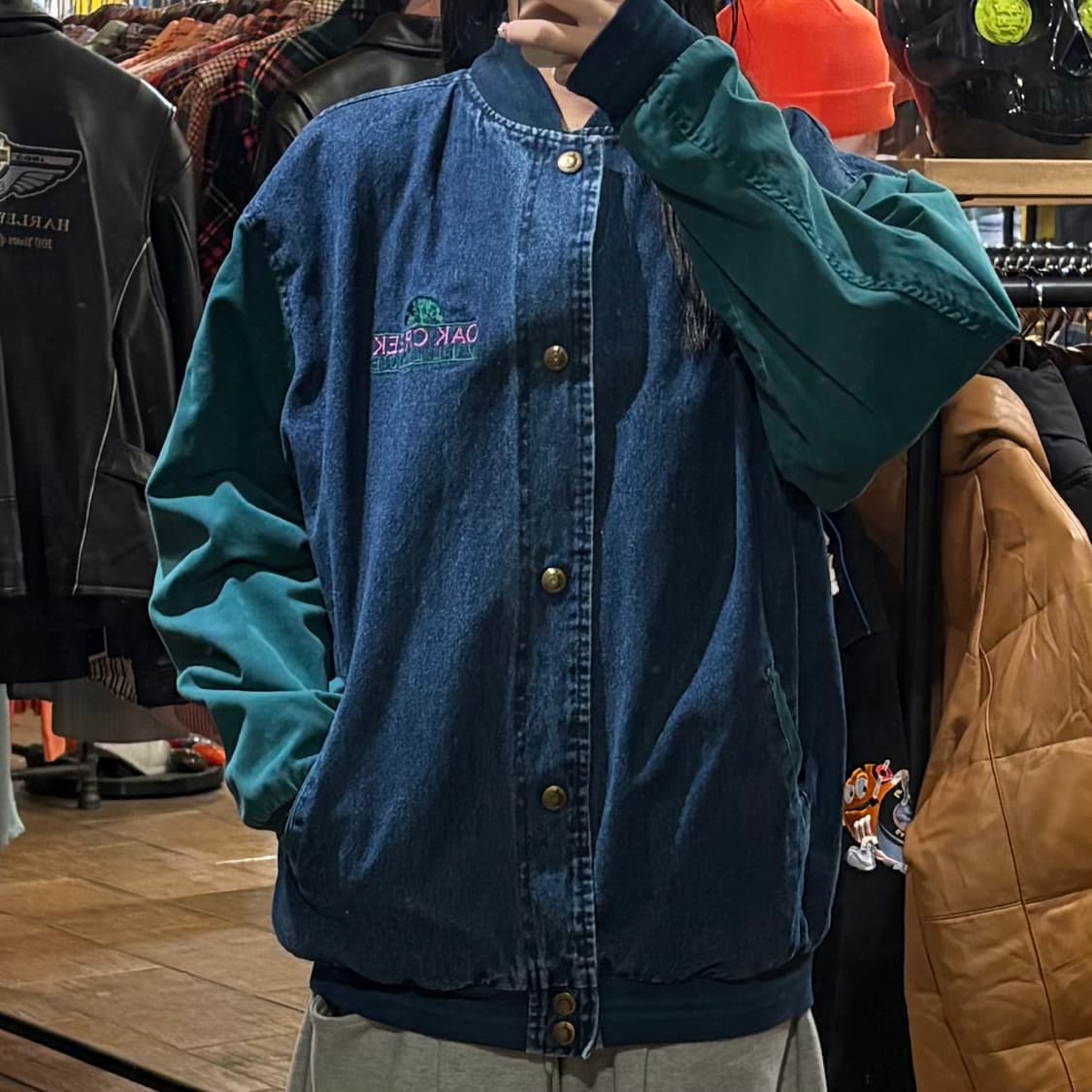 [HI] VTG 데님바시티 자켓 그린 상품이미지1