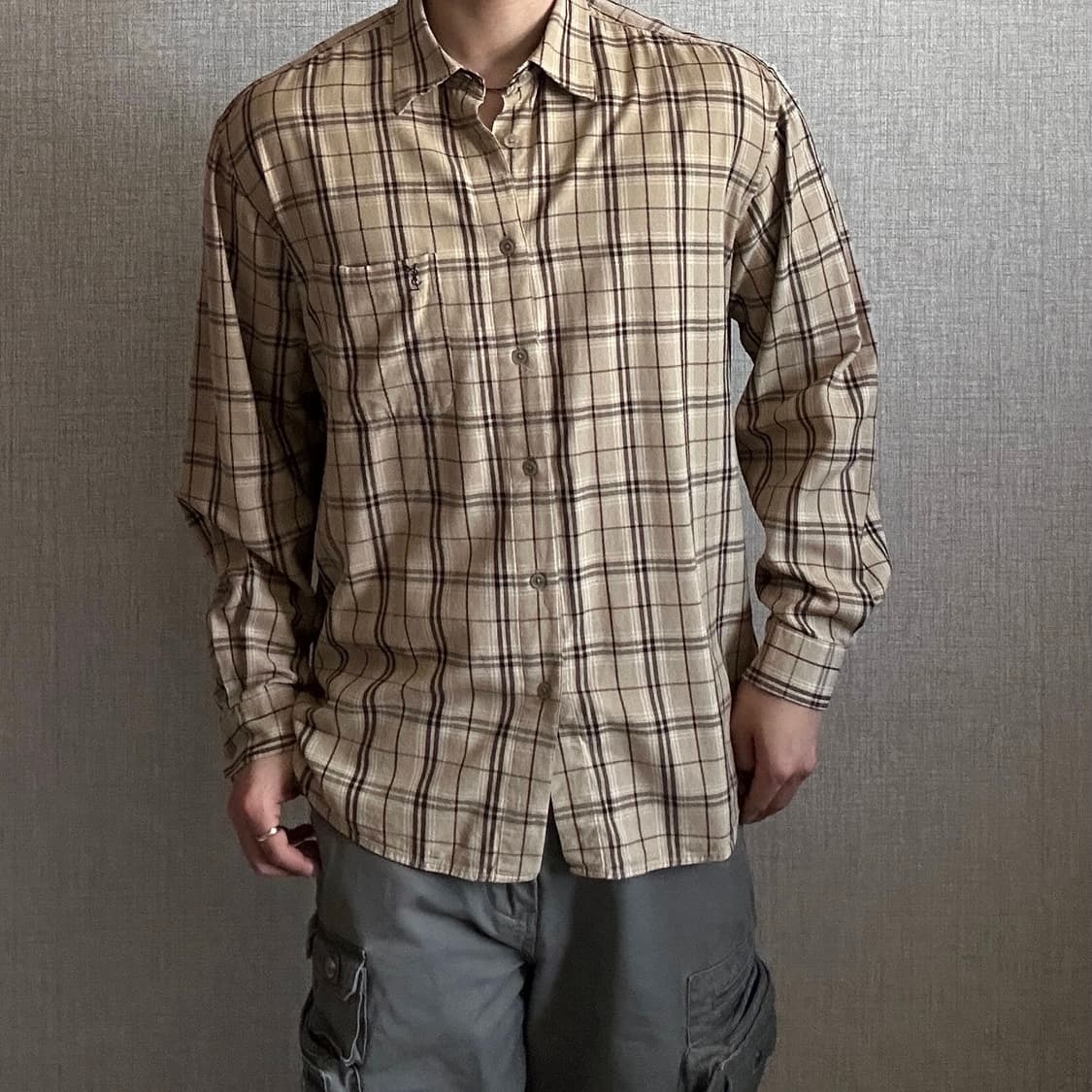 YSL 입생로랑 체크 패턴 포켓 셔츠 XL 상품이미지2