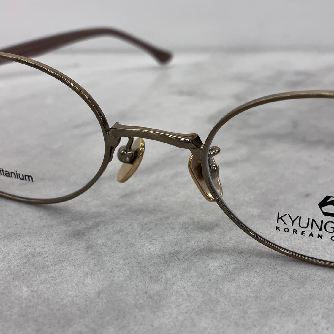 C32 경성 京城 어제 1919 엔틱 골드 오벌 메탈테 안경 상품이미지5