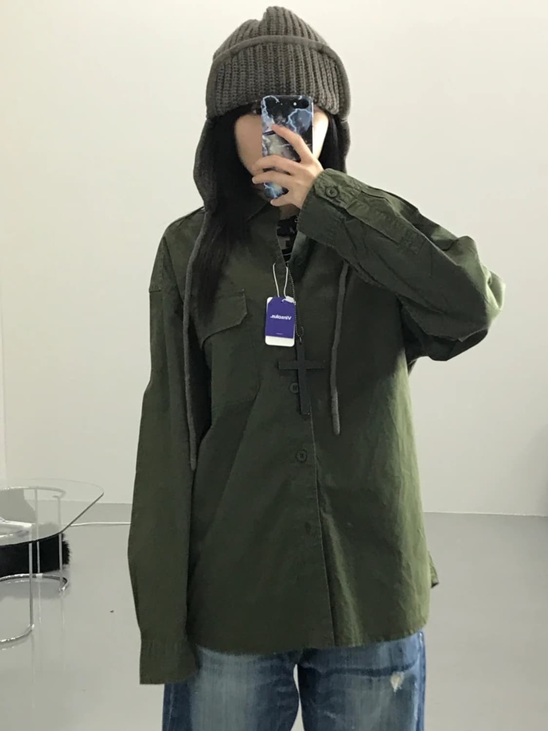 유니클로 카키 셔츠 상품이미지2