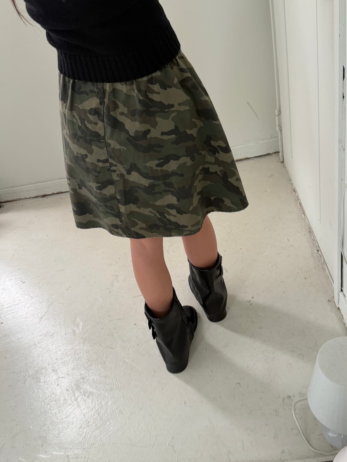 일본빈티지 우드랜드 카모 미디스커트 상품이미지3