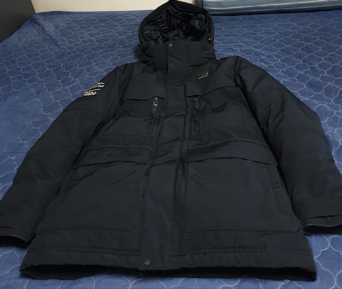 센터폴 거위털 후디 패딩 자켓 블랙 (100) 상품이미지1