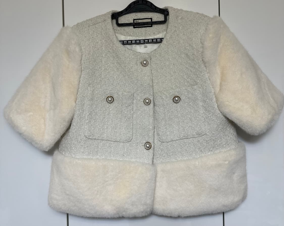 써리원트위드 퍼 자켓 아이보리 상품이미지2