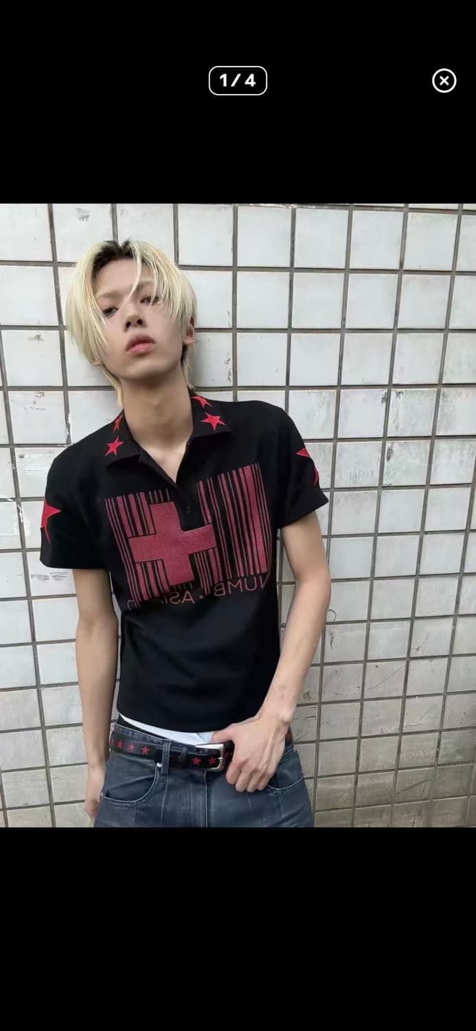 Cross stripe polo 상품이미지1