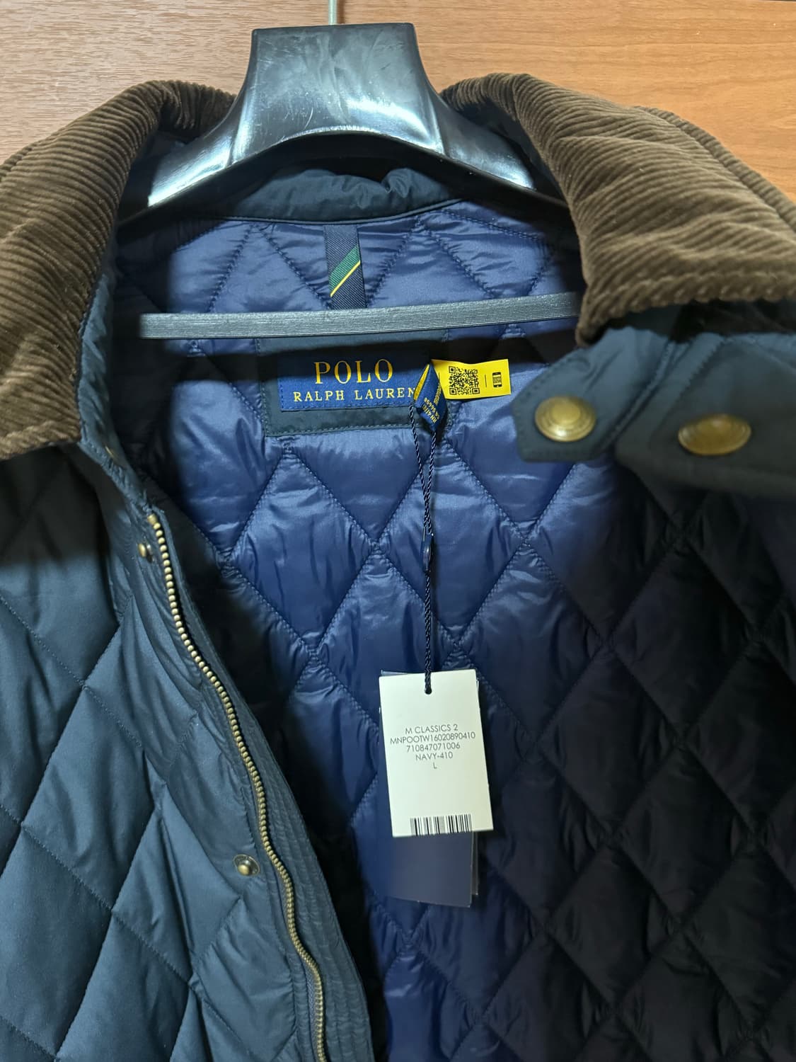 새상품 폴로 퀼팅 자켓 네이비 L 발수 퀼트 자켓 상품이미지2