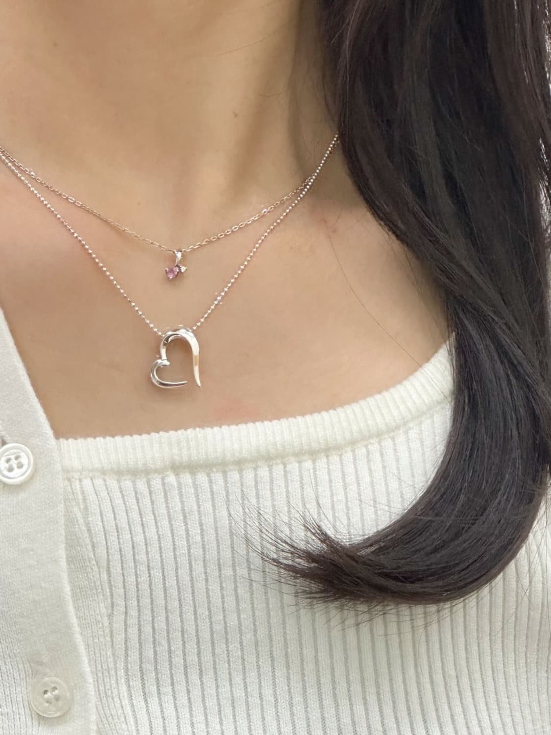 courreges / 꾸레쥬 실버925 하트 펜던트 목걸이 2종 세트 상품이미지9