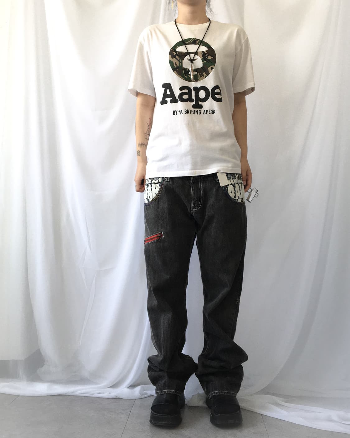Printing layered denim pants 상품이미지5
