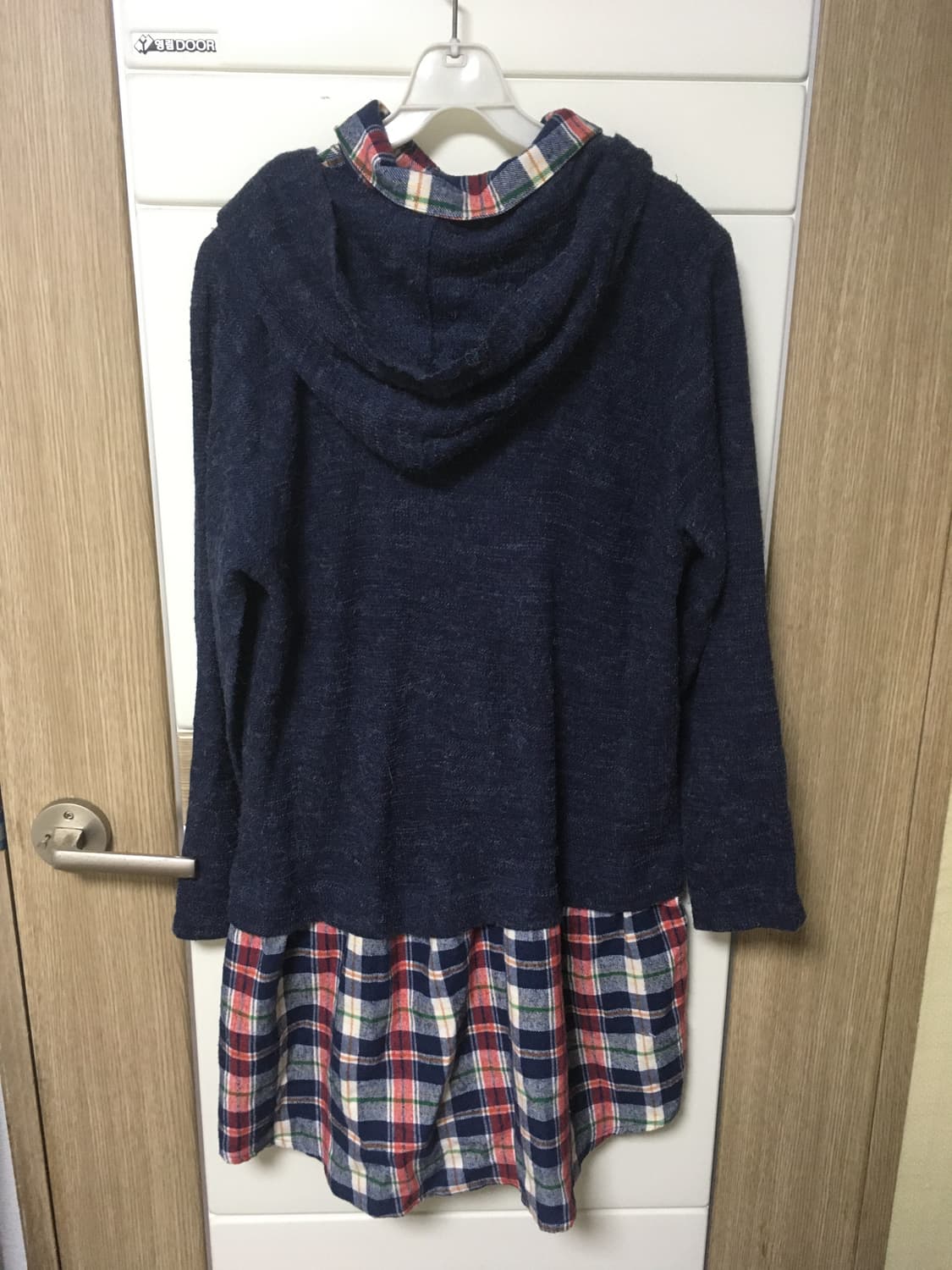 빈티지 체크 후드 레이어드 원피스 상품이미지2