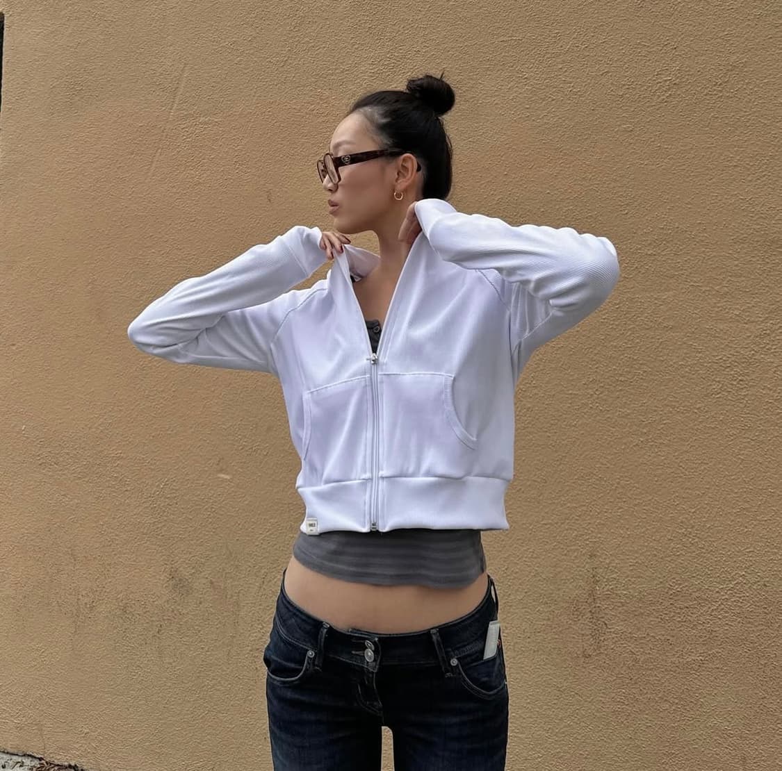 글로니 클래식 립 트랙 집업 화이트 glowny classic 상품이미지6