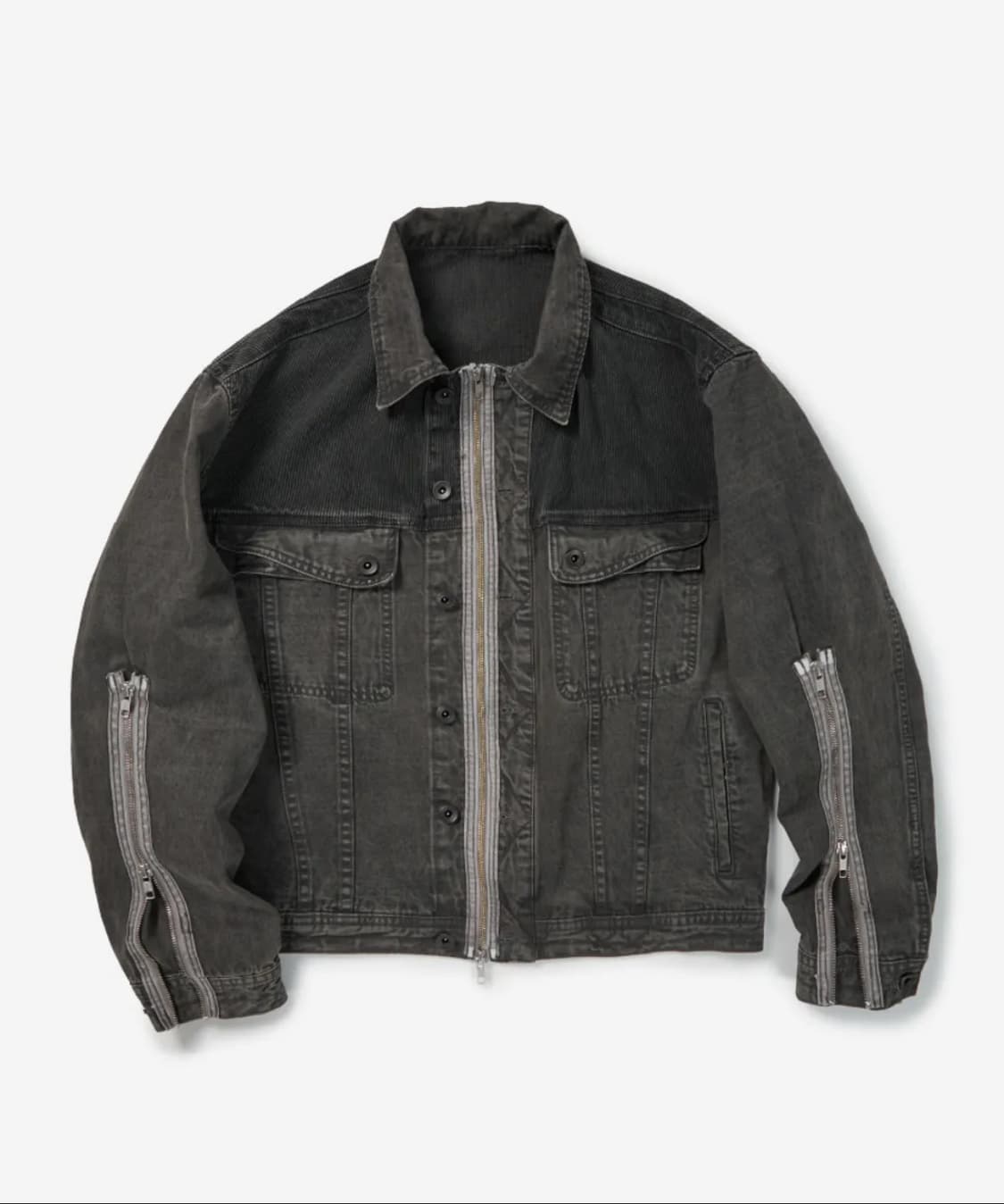[새제품] ETCE DYED ZIPPER TRUCKER JACKET차콜 상품이미지1