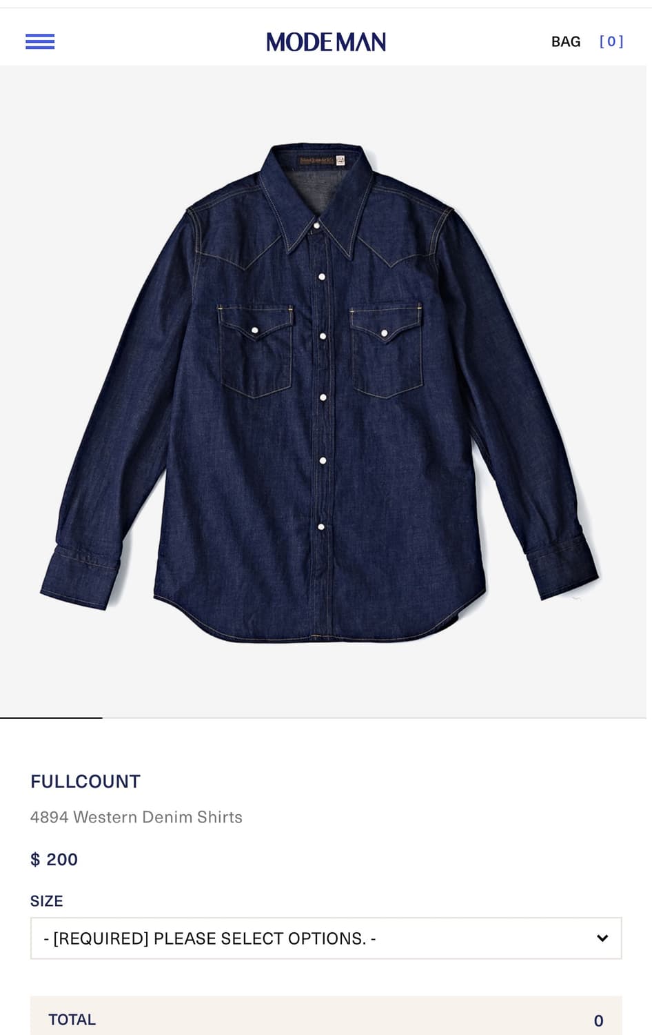 풀카운트 4894 웨스턴 데님셔츠 44 상품이미지1