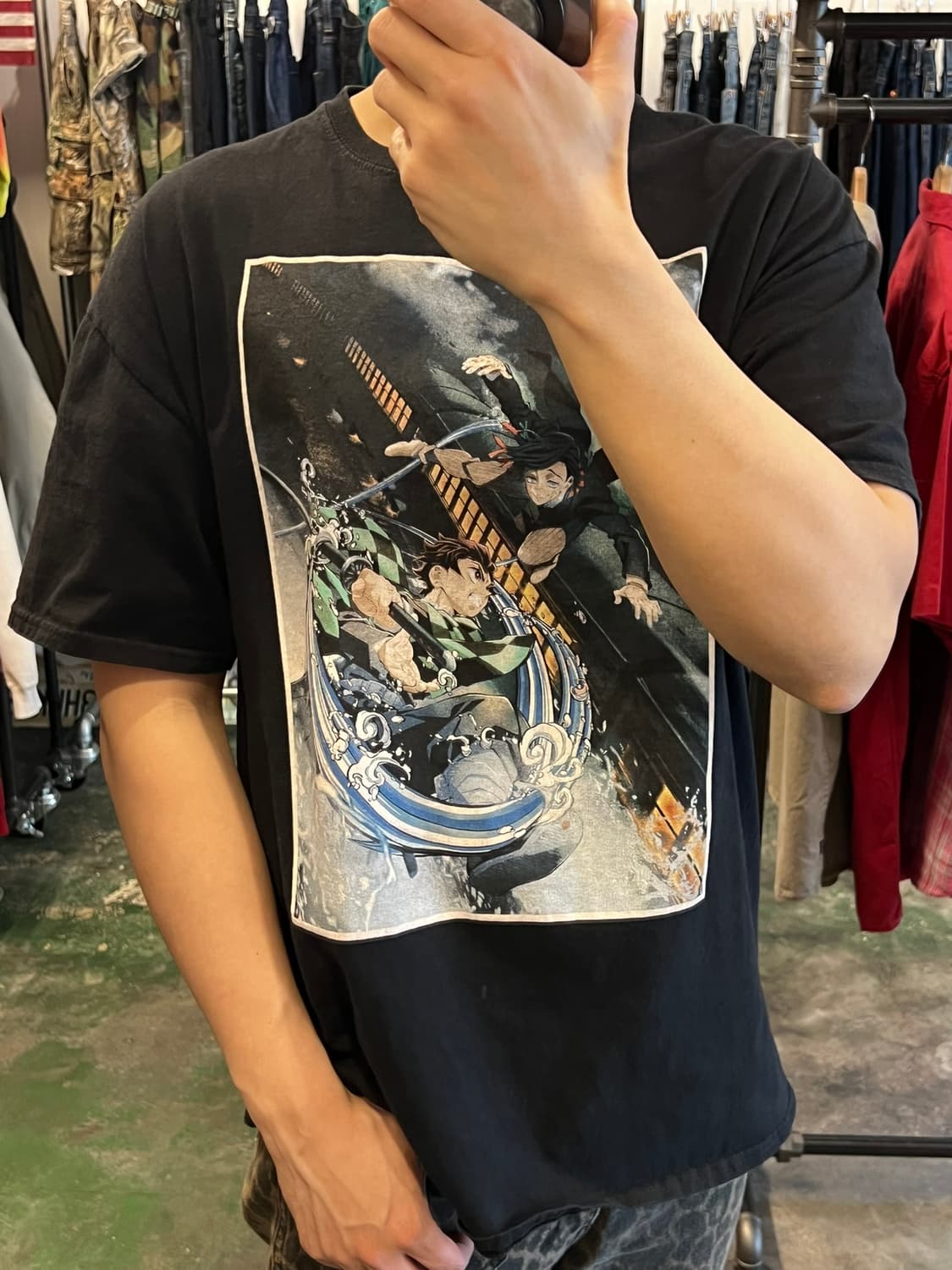 [2XL] 귀멸의칼날 무한열차 반팔 티셔츠 탄지로 그래픽 상품이미지3