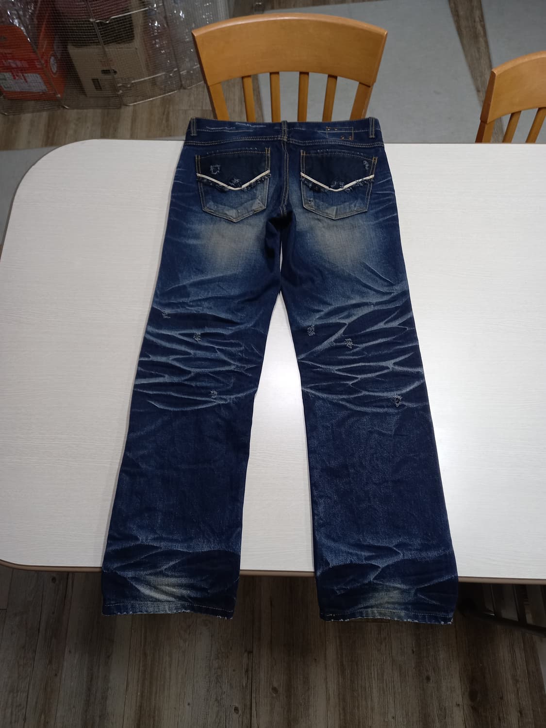 33 K.COBRA 데미지워싱 일자 배색진 진청 33-434 상품이미지2