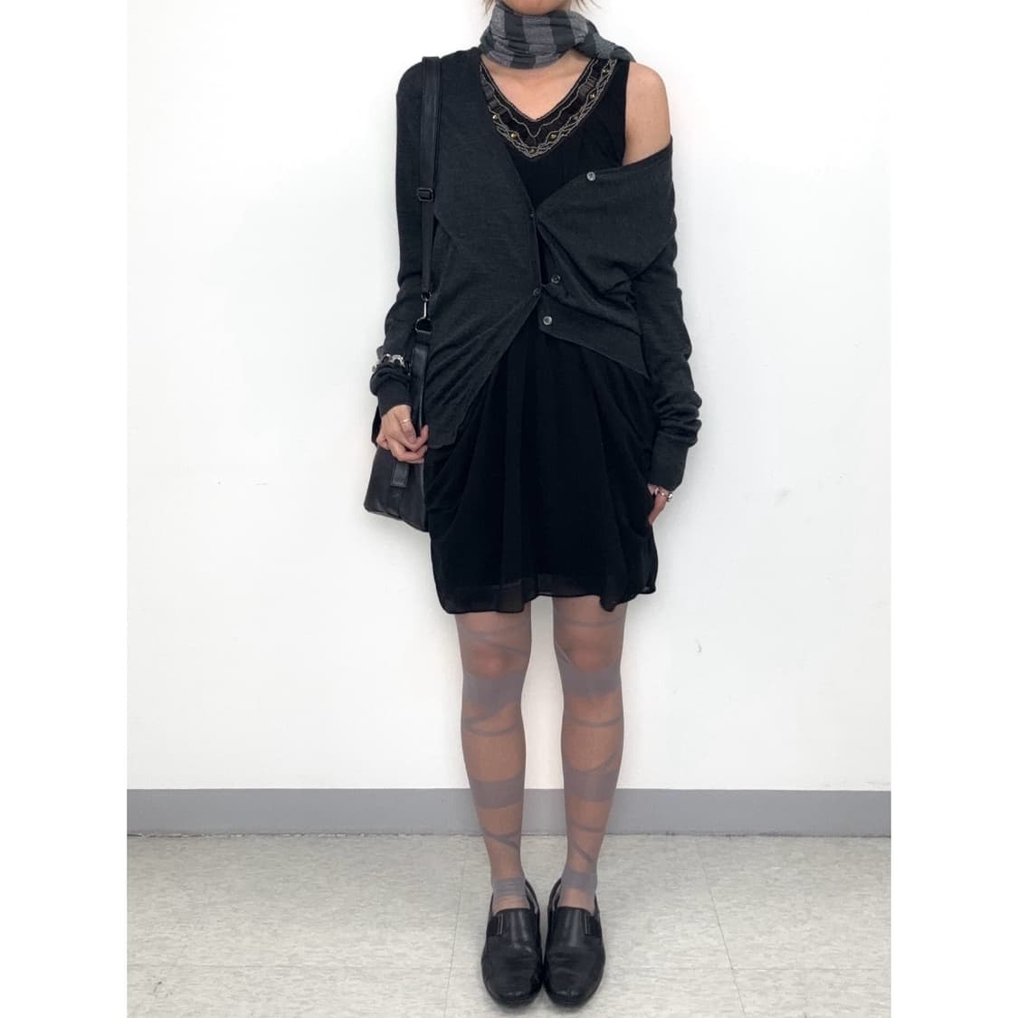 빈티지 차콜 울 실크 가디건 상품이미지5