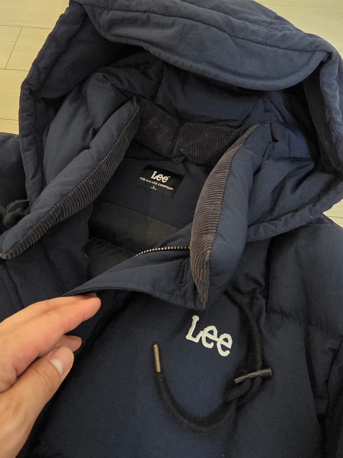Lee 후드 미들 다운 패딩 네이비 L 상품이미지4