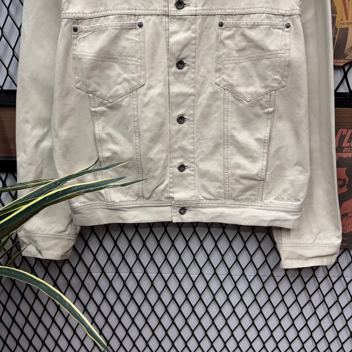 00s USA VINTAGE 데님 트러커자켓 전면 투포켓 포인트 아이보리 상품이미지4