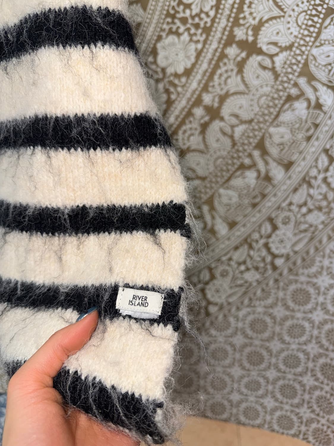 빈티지 흰검 스트라이프 머플러 목도리  상품이미지5