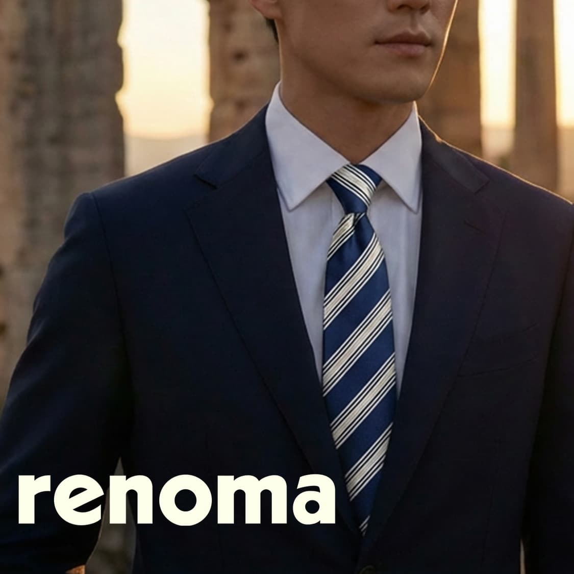 레노마 실크 네이비 스트라이프 넥타이 8.5cm A등급 A19733 상품이미지1