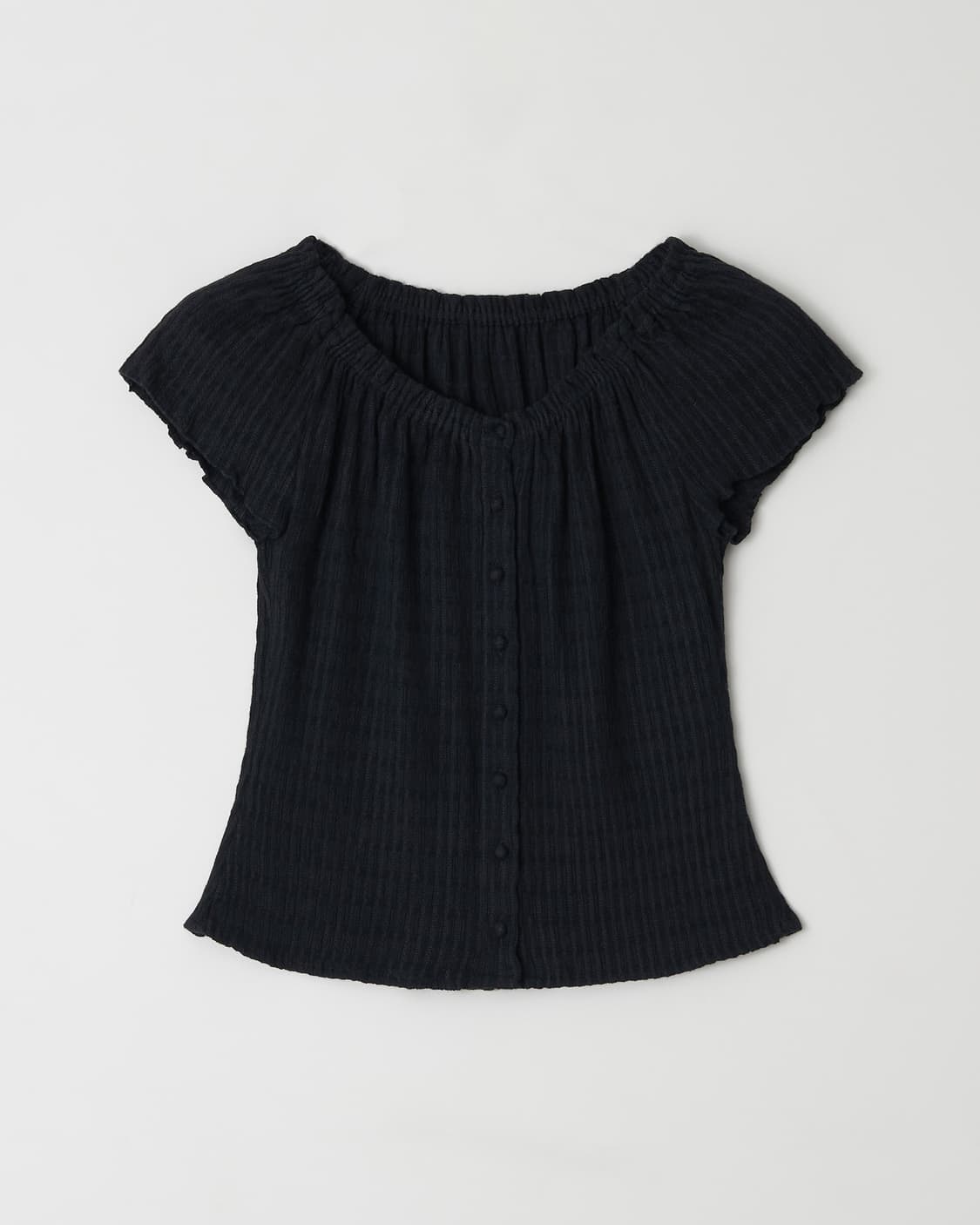 유라고 urago soap button half blouse black 상품이미지3