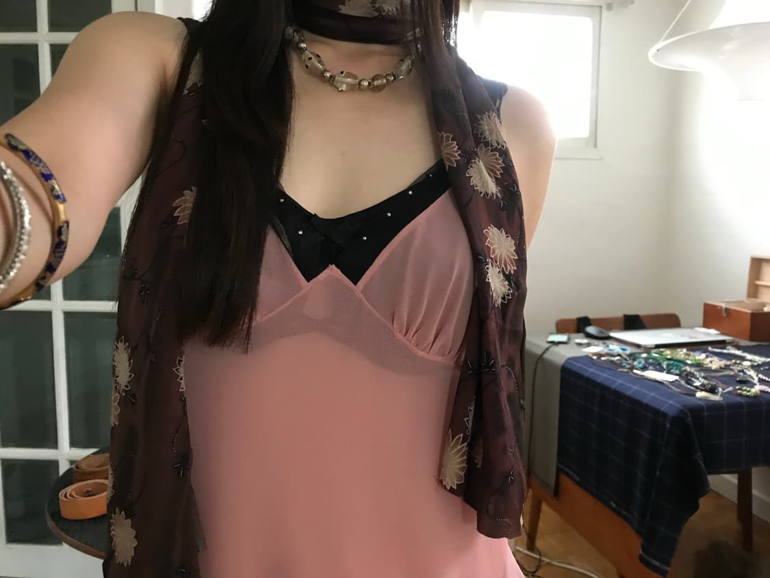 vintage pink see-through sleeveless 상품이미지4