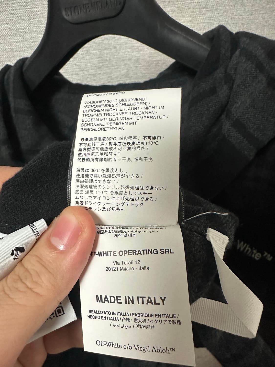 오프화이트 플란넬 자수 로고 후드셔츠 (XL)  상품이미지7