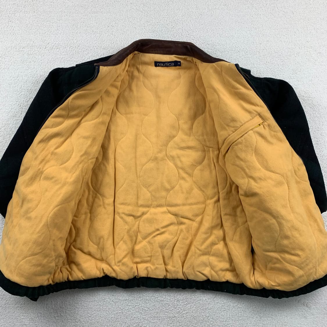 90‘s 노티카 레더카라 블랙워치 체크 울 블루종 자켓 상품이미지6