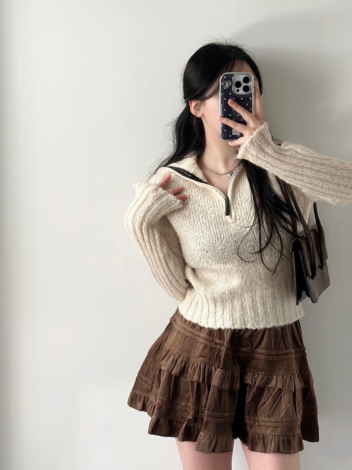 몽클레어 빈티지 아이보리 모헤어 니트 하프집업  상품이미지3