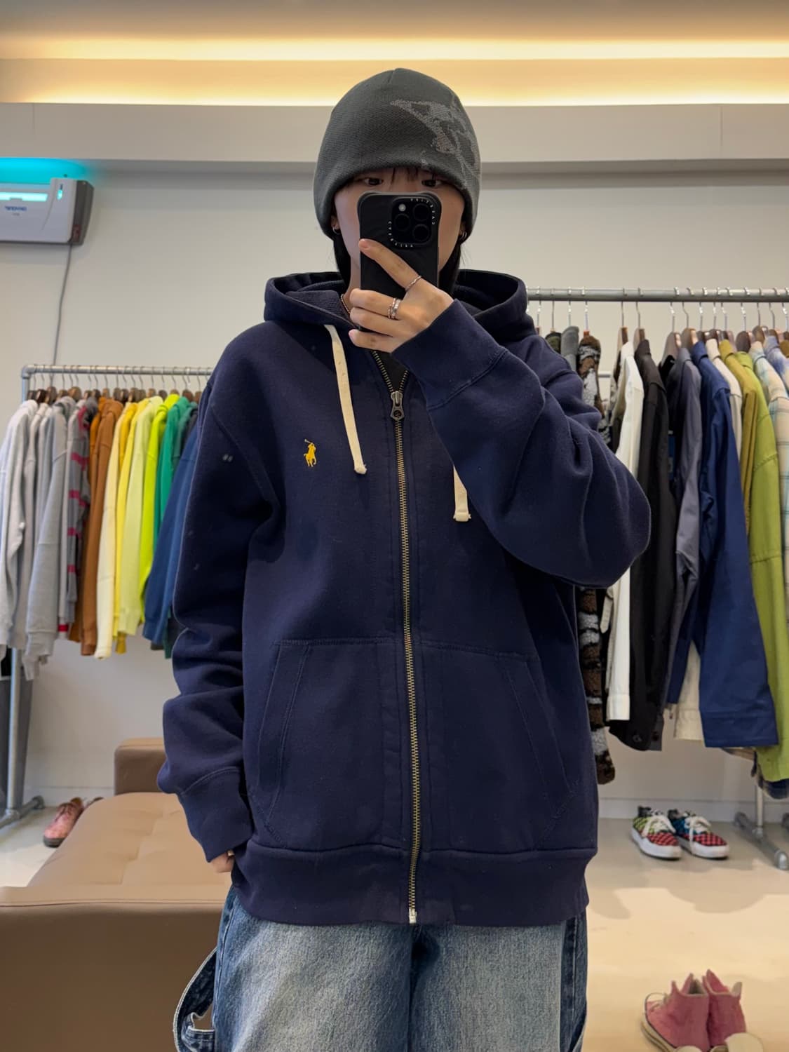 폴로 랄프로렌 와플 기모 후드 집업 상품이미지5