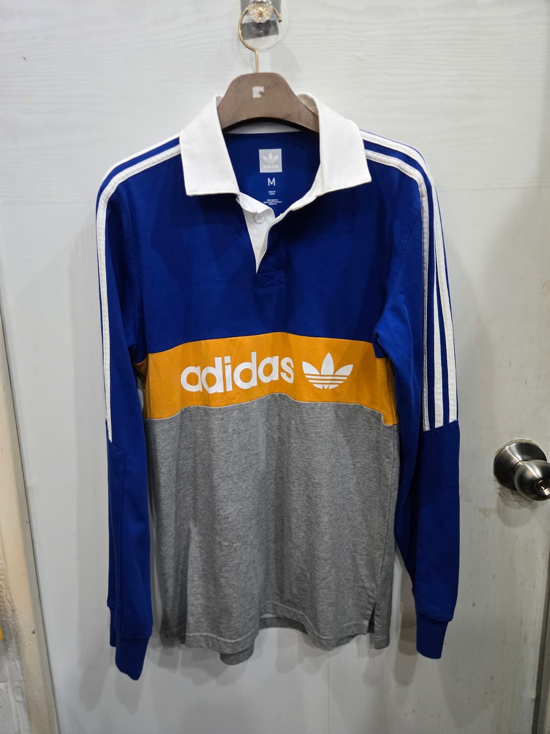 M,95 )) adidas 아디다스 올드스쿨 럭비 카라 긴팔티셔츠! 상품이미지1