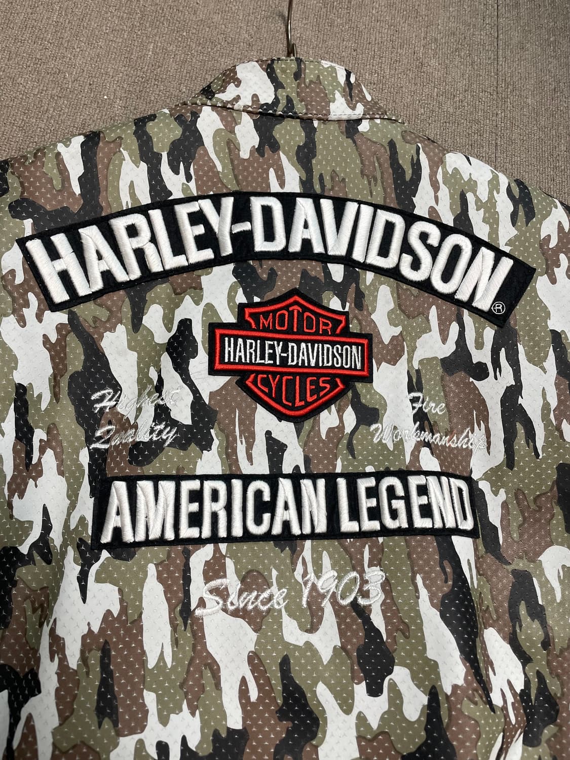 (105) 할리 커스텀 카모 소가죽 리얼레더 라이더자켓 상품이미지1