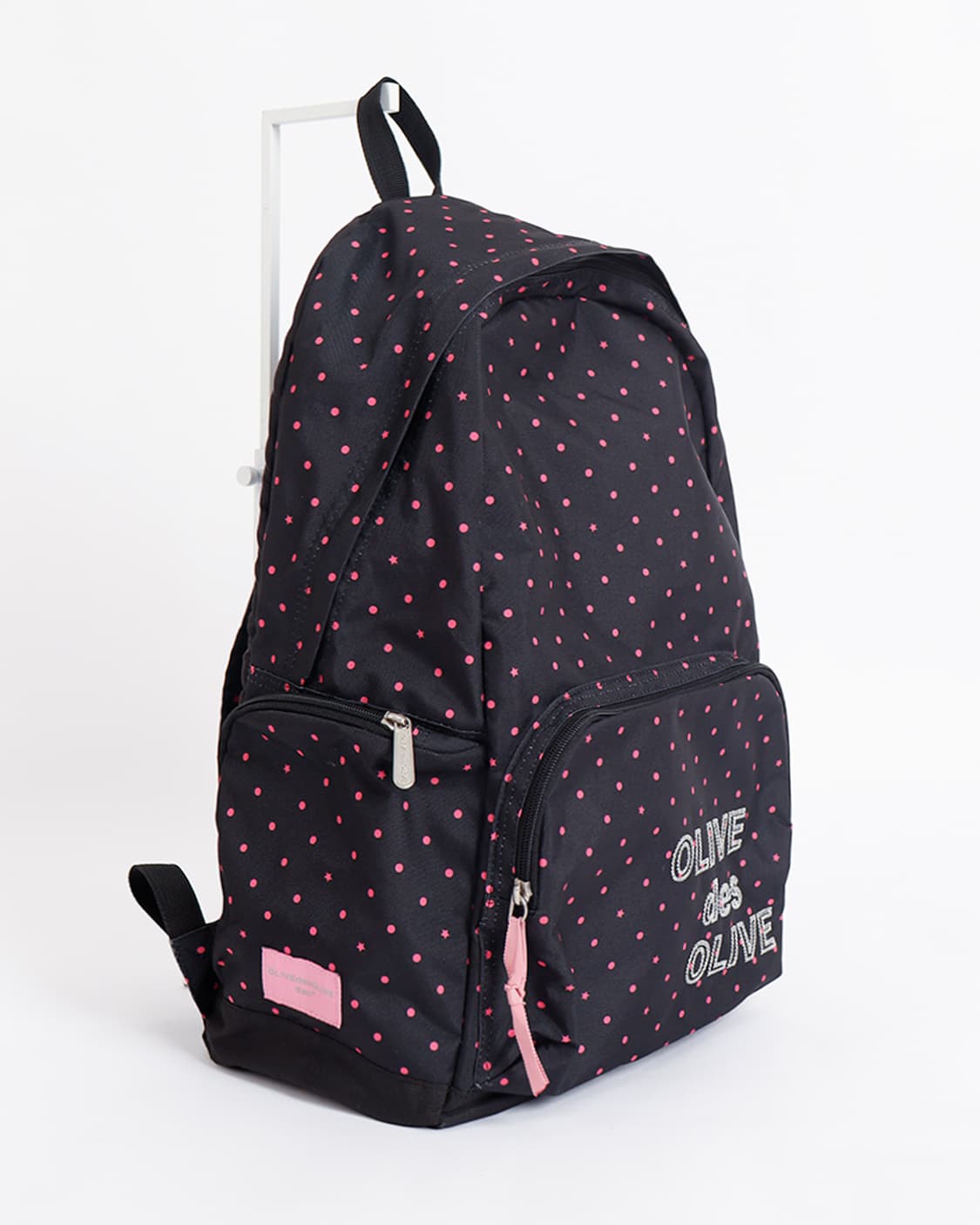 [OLIVE des OLIVE] 블랙 × 핑크 도트 클래식 백팩 상품이미지8