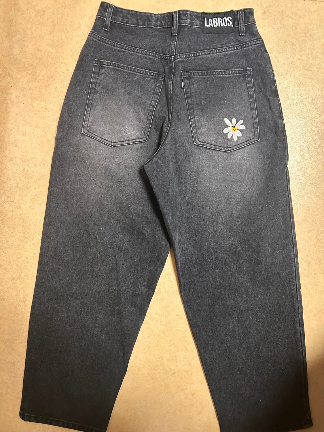 라브로스 스마트 데이지 배기진 데님 와이드 팬츠블랙 상품이미지7