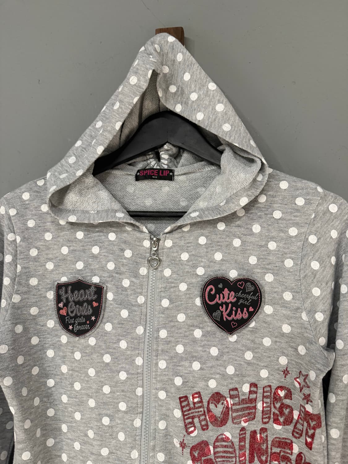 dot pattern kawaii printing hood zip-up 상품이미지5